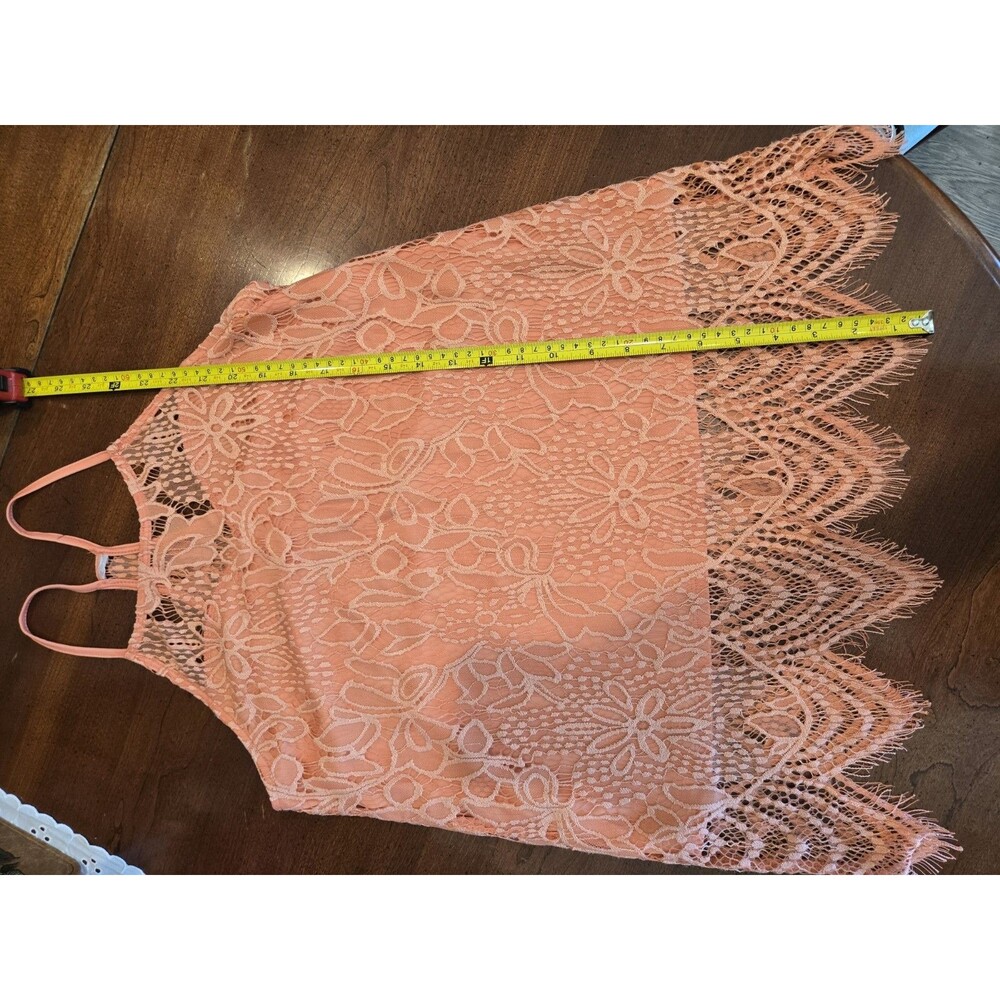 Women's Pink Floral Lace Mini Dress Sleeveless Spaghetti Straps Size S/M - Picture 5 of 5
